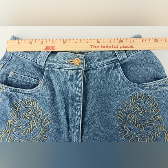 Mondi Vtg Gold Embroidered Blue Denim Jacket & Jeans Set Waist 24" Pre-owned - Picture 10 of 16